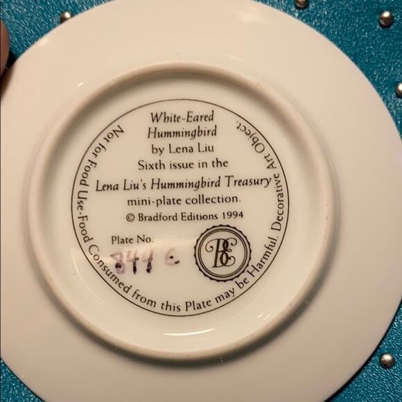The Bradford Exchange Lena Liu hummingbird Mini Floral Numbered & Signed Plates - Picture 4 of 16